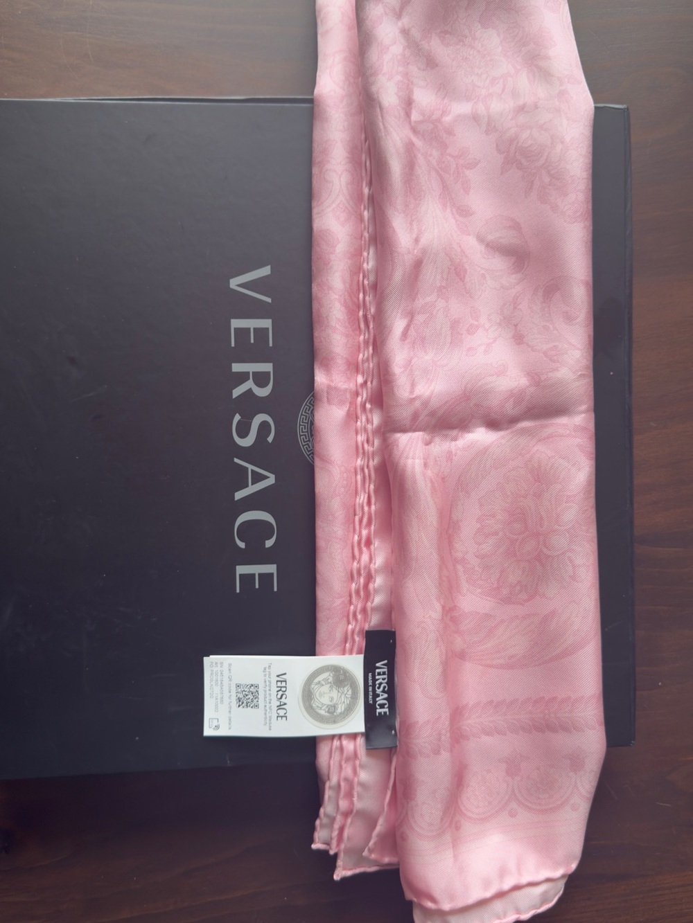 Versace Soft Pink Baroque Silk Scarf